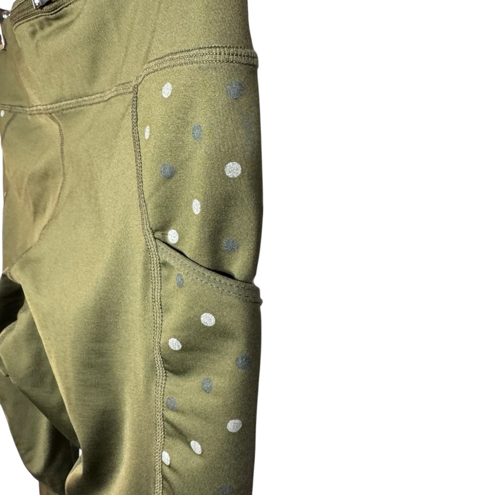 Nike Dri-Fit Dark Green Athletic Leggings with Polka Dot Pattern - Size Medium - Picture 3 of 6